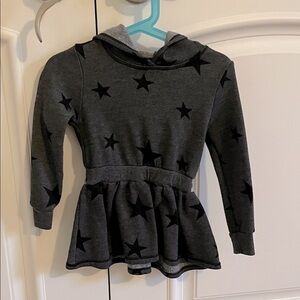 Children's Starry Night Holiday Black Hoodie Dress